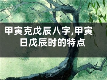甲寅克戊辰八字,甲寅日戊辰时的特点