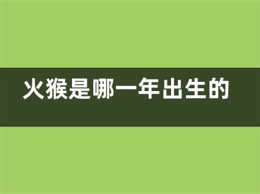 火猴是哪一年出生的