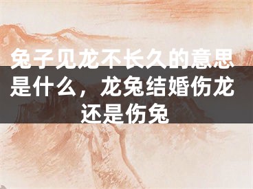 兔子见龙不长久的意思是什么，龙兔结婚伤龙还是伤兔