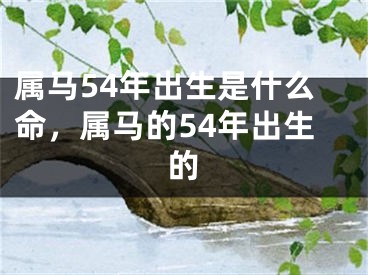 属马54年出生是什么命，属马的54年出生的