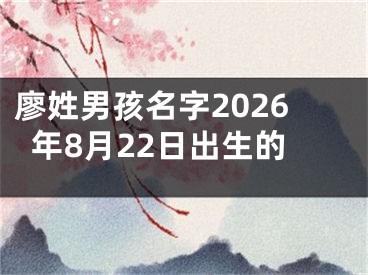 廖姓男孩名字2026年8月22日出生的