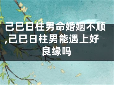 己巳日柱男命婚姻不顺,己巳日柱男能遇上好良缘吗