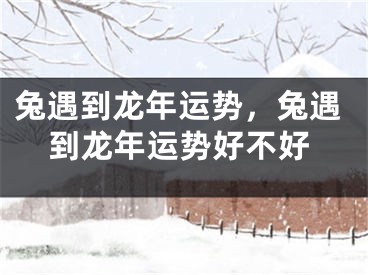 兔遇到龙年运势，兔遇到龙年运势好不好