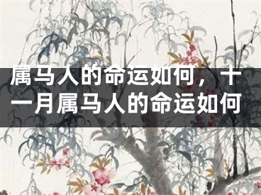 属马人的命运如何，十一月属马人的命运如何