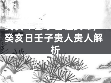 癸亥年壬子日柱女命,癸亥日壬子贵人贵人解析