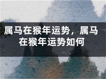 属马在猴年运势，属马在猴年运势如何