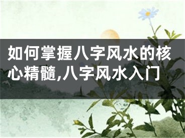 如何掌握八字风水的核心精髓,八字风水入门