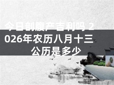 今日剖腹产吉利吗 2026年农历八月十三公历是多少