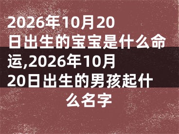 2026年10月20日出生的宝宝是什么命运,2026年10月20日出生的男孩起什么名字