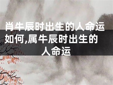 肖牛辰时出生的人命运如何,属牛辰时出生的人命运