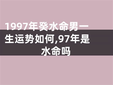 1997年癸水命男一生运势如何,97年是水命吗