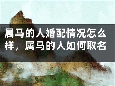 属马的人婚配情况怎么样,属马的人如何取名