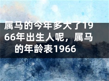 属马的今年多大了1966年出生人呢,属马的年龄表1966