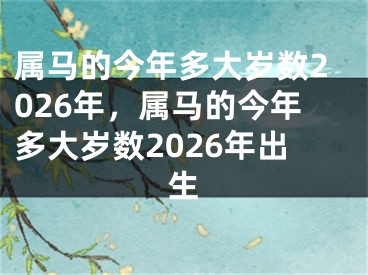 属马的今年多大岁数2026年，属马的今年多大岁数2026年出生