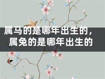 属马的是哪年出生的，属兔的是哪年出生的