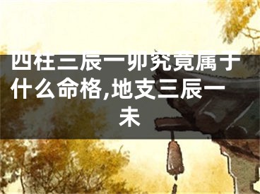 四柱三辰一卯究竟属于什么命格,地支三辰一未