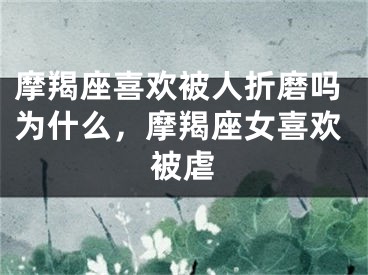 摩羯座喜欢被人折磨吗为什么,摩羯座女喜欢被虐