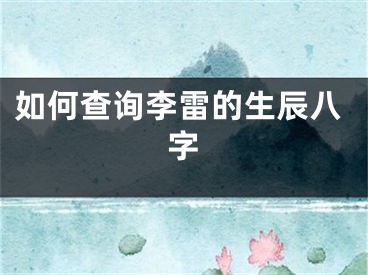 如何查询李雷的生辰八字
