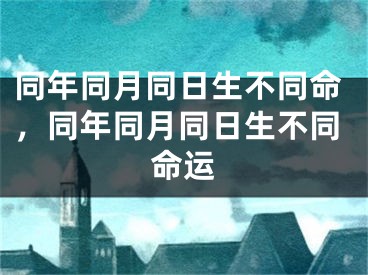同年同月同日生不同命，同年同月同日生不同命运