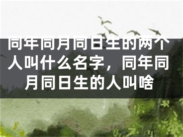 同年同月同日生的两个人叫什么名字，同年同月同日生的人叫啥