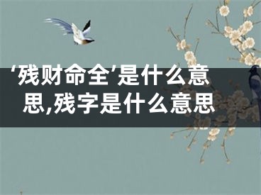 ‘残财命全’是什么意思,残字是什么意思