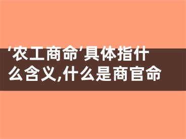 ‘农工商命’具体指什么含义,什么是商官命