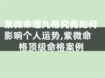 紫微命理九格究竟如何影响个人运势,紫微命格顶级命格案例