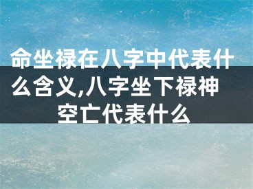 命坐禄在八字中代表什么含义,八字坐下禄神空亡代表什么