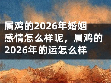 属鸡的2026年婚姻感情怎么样呢,属鸡的2026年的运怎么样
