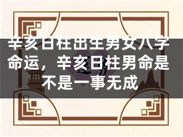 辛亥日柱出生男女八字命运，辛亥日柱男命是不是一事无成
