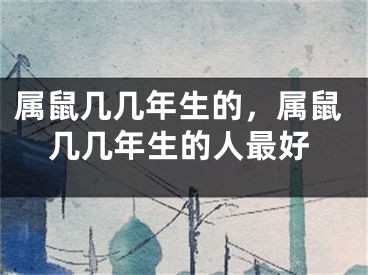 属鼠几几年生的，属鼠几几年生的人最好