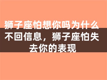 狮子座怕想你吗为什么不回信息,狮子座怕失去你的表现