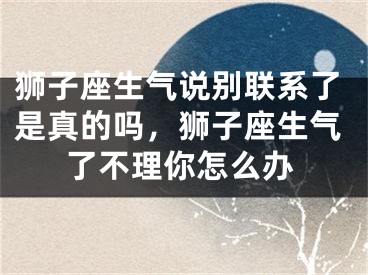 狮子座生气说别联系了是真的吗,狮子座生气了不理你怎么办