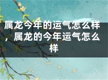 属龙今年的运气怎么样,属龙的今年运气怎么样