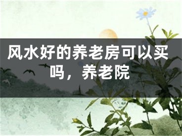 风水好的养老房可以买吗,养老院