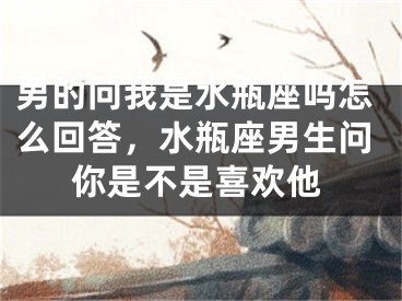 男的问我是水瓶座吗怎么回答,水瓶座男生问你是不是喜欢他