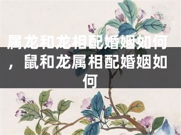 属龙和龙相配婚姻如何,鼠和龙属相配婚姻如何