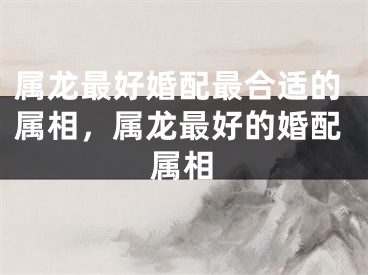 属龙最好婚配最合适的属相，属龙最好的婚配属相