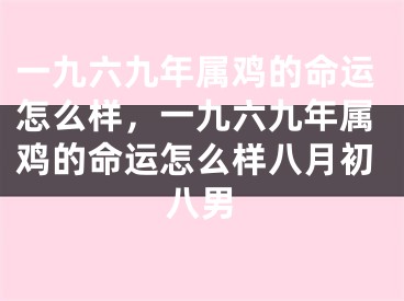 一九六九年属鸡的命运怎么样，一九六九年属鸡的命运怎么样八月初八男