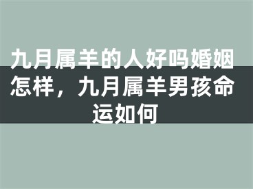九月属羊的人好吗婚姻怎样，九月属羊男孩命运如何