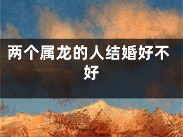 两个属龙的人结婚好不好