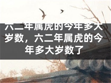六二年属虎的今年多大岁数，六二年属虎的今年多大岁数了