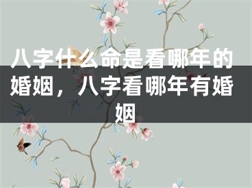 八字什么命是看哪年的婚姻，八字看哪年有婚姻
